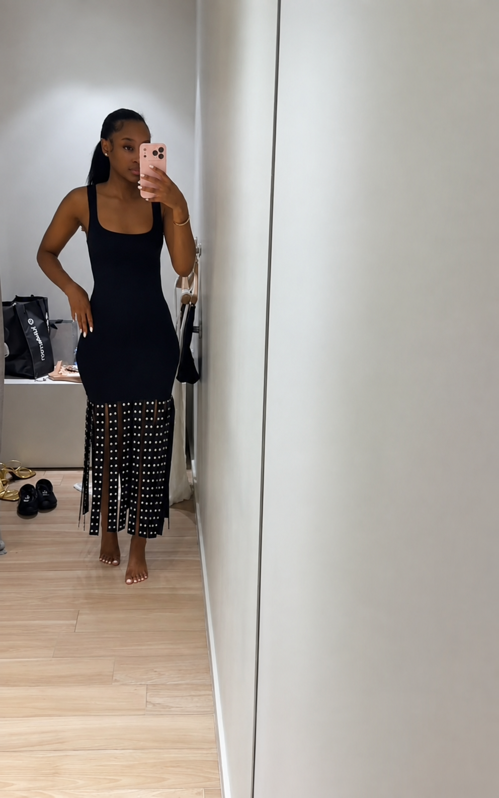 Studded Fringe Midi Dress