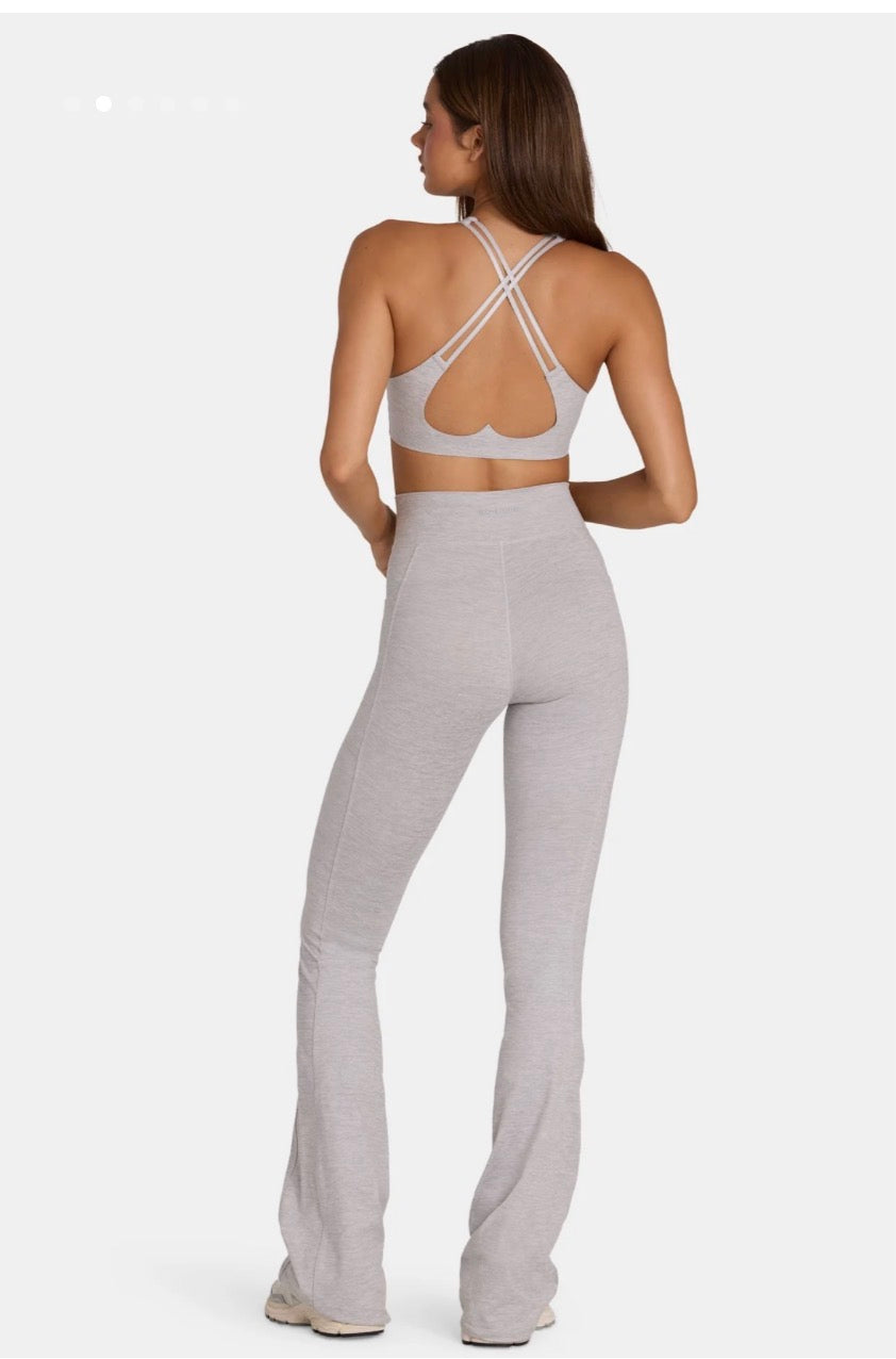 Soft Active V-Waist Flared Leggings in Grey Marl top