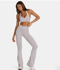 Soft Active V-Waist Flared Leggings in Grey Marl top