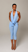 Sky Blue Draped Halter set